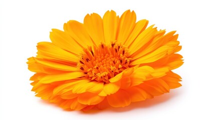Bright Orange Flower with Petals Isolated on White Background