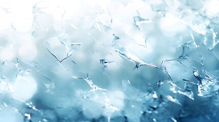 Abstract image of cracked glass with a blue hue. Delicate details of the shattering pattern create an interesting texture and depth.