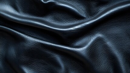 Obraz premium Deep navy texture with folds forming deep shadows, shiny light spots. A subtle and tactile visual feast for design elements.