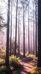 Obraz premium Enchanted Misty Forest Trail