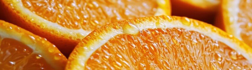 Juicy Orange Slices: A vibrant macro shot showcasing the refreshing detail of sliced oranges. Capturing the rich textures of the fruit.