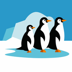 A group of penguins on the ice