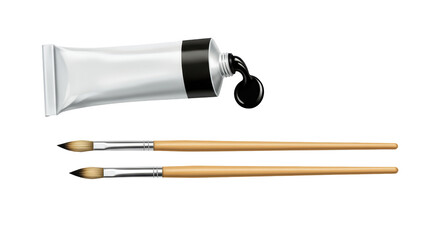 Isolated Paint Tube and Brushes