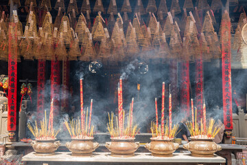 Incense Offerings in a Beautiful Temple, Enhancing Mood and Spiritual Connection Ho Chi Minh City