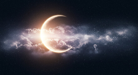Crescent Moon Background for Mystical Design Projects