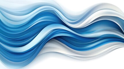 Fototapeta premium Flowing waves in blue and white digital art abstract design calm environment artistic viewpoint