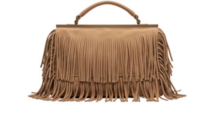 Isolated Suede Fringe Handbag
