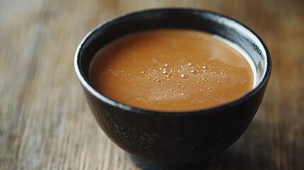 Japanese-inspired miso vinaigrette dressing, served in a traditional black lacquer bowl