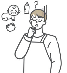 育児に悩む主夫のイラスト素材