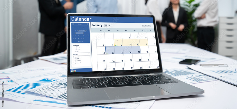 Aufkleber Calendar on computer software application for schedule planning for personal organizer and online business brisk