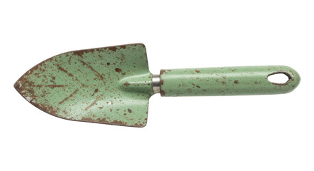 Isolated Green Rusty Garden Trowel Tool