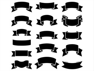 set of black ribbons, Labels - Design Elements on white background