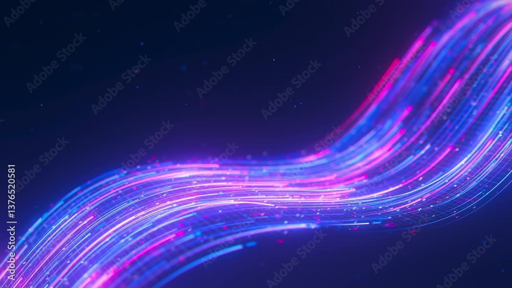 Poster closeup of big data light speed flow. abstract digital data stream of quantum computing. cyberspace 