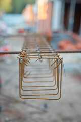 Connection of reinforcement into the frame. A knot tied with a handle. Reinforcement works....