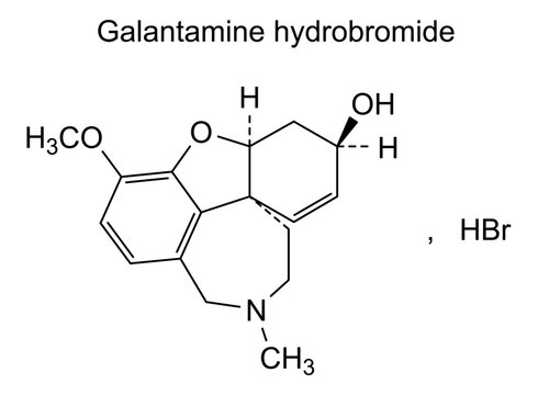 Chemical structure of galantamine hydrobromide, drug substance
