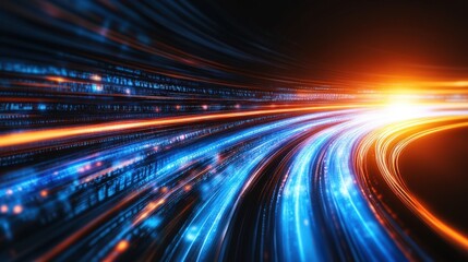 Obraz premium Dynamic light trails representing speed and motion abstract setting digital art futuristic viewpoint