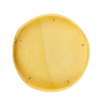 Wooden round packaging or container usually used for cheese - top view