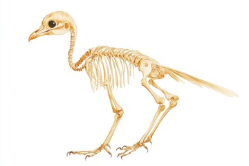 Fototapeta premium Detailed Illustration of a Bird Skeleton: Realistic Anatomy for Educational Purposes on a White Background