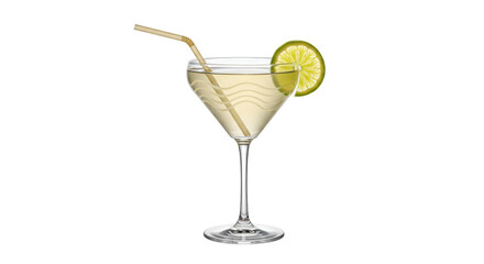 Isolated Cocktail Glass with Lime