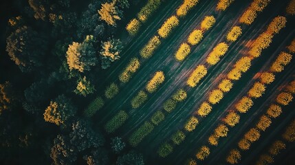 Bird&rsquo;s-eye view of bright tulip fields flourishing  
