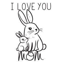 Cute rabbits expressing love for mom in a charming illustration  