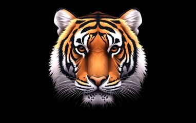 Obraz premium Tiger Head Portrait Black