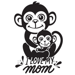 Fototapeta premium Loving monkeys embrace with 