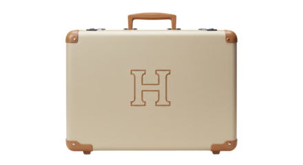 Isolated Beige Suitcase with the Letter H