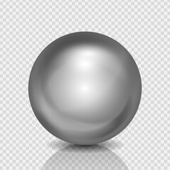 Metallic ball, 3d sphere matte chrome texture, Glossy highlights on a pearl gemstone, Vector illustration.