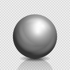 Metallic ball, 3d sphere matte chrome texture, Glossy highlights on a pearl gemstone, Vector illustration.