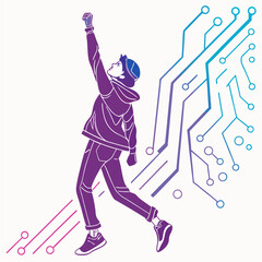 Futuristic Tech Background with Glowing Circuit Lines