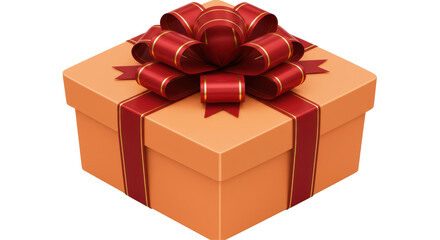 Isolated Gift Box with Ribbon