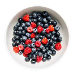 bowl with berries isolated on transparent background