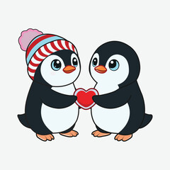 Fototapeta premium Penguin vector penguin with love balloon vector couple penguin vector single penguin vector penguin hold ice cream vector family penguin vector cartoon penguin vector. 