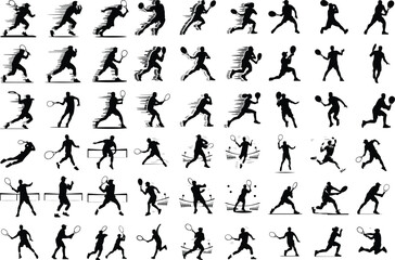 Tennis Players | Dynamic Tennis Silhouettes and Action Poses