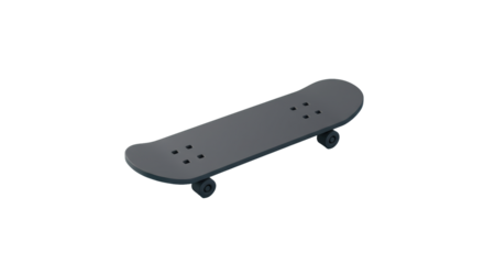 Isolated Gray Skateboard Isometric View