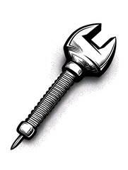 Wrench Tool Sketch Illustration.