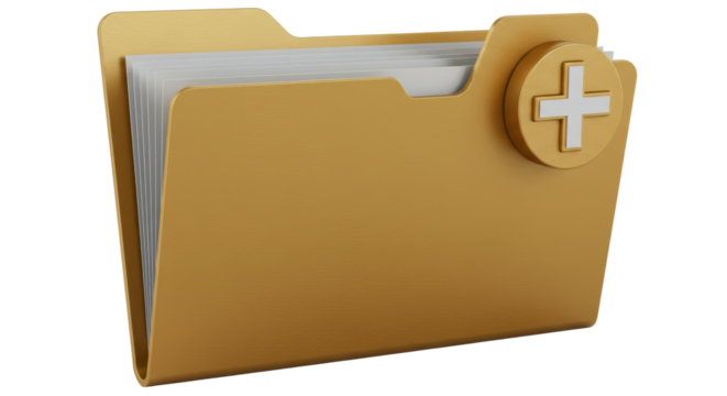 Isolated Folder with Add Icon Plus Symbol