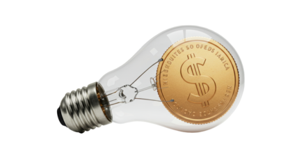 Isolated Lightbulb with Dollar Coin Inside