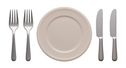 Isolated Place Setting Plate Knives and Forks