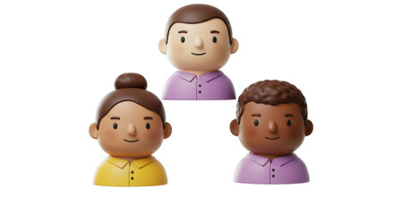 Isolated Diverse Group of Cartoon People