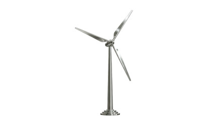 Isolated Modern Silver Wind Turbine Model for Renewable Energy