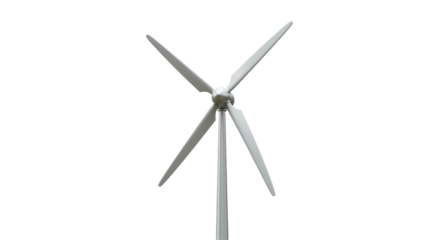 Isolated Sleek Four-Blade Silver Wind Turbine for Green Power