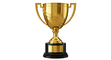 Isolated Golden Trophy Cup with Black Base and Gleaming Finish