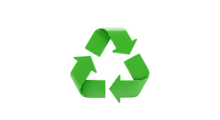 Obraz premium Isolated Glossy Green Recycling Symbol with Triangular Arrows