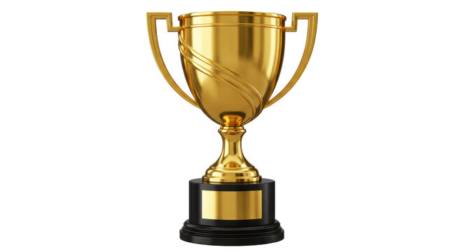 Isolated Golden Trophy Cup with Black Base and Gleaming Finish