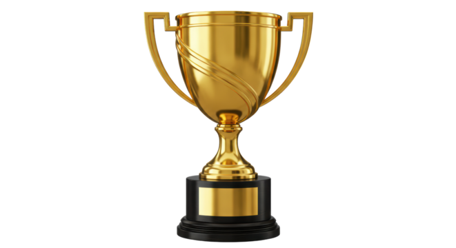 Isolated Golden Trophy Cup with Black Base and Gleaming Finish