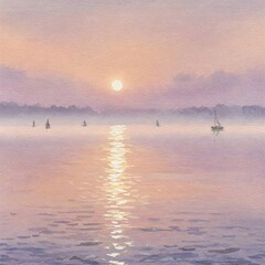 Naklejka premium Tranquil Seascape At Gentle Morning Light