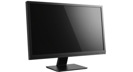Isolated Black Computer Monitor on Stand