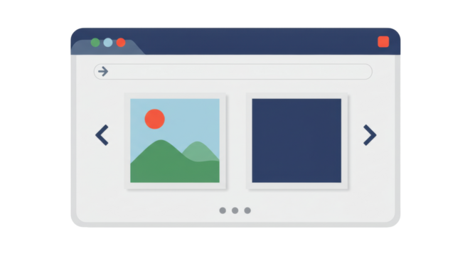 Isolated Web Browser Window Displaying Images with Arrow Navigation